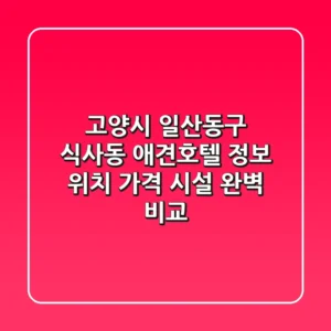 고양시 일산동구 식사동 애견호텔 정보 - 위치, 가격, 시설 완벽 비교