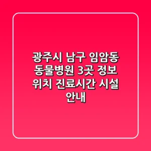 광주시 남구 임암동 동물병원 3곳 정보 - 위치, 진료시간, 시설 안내
