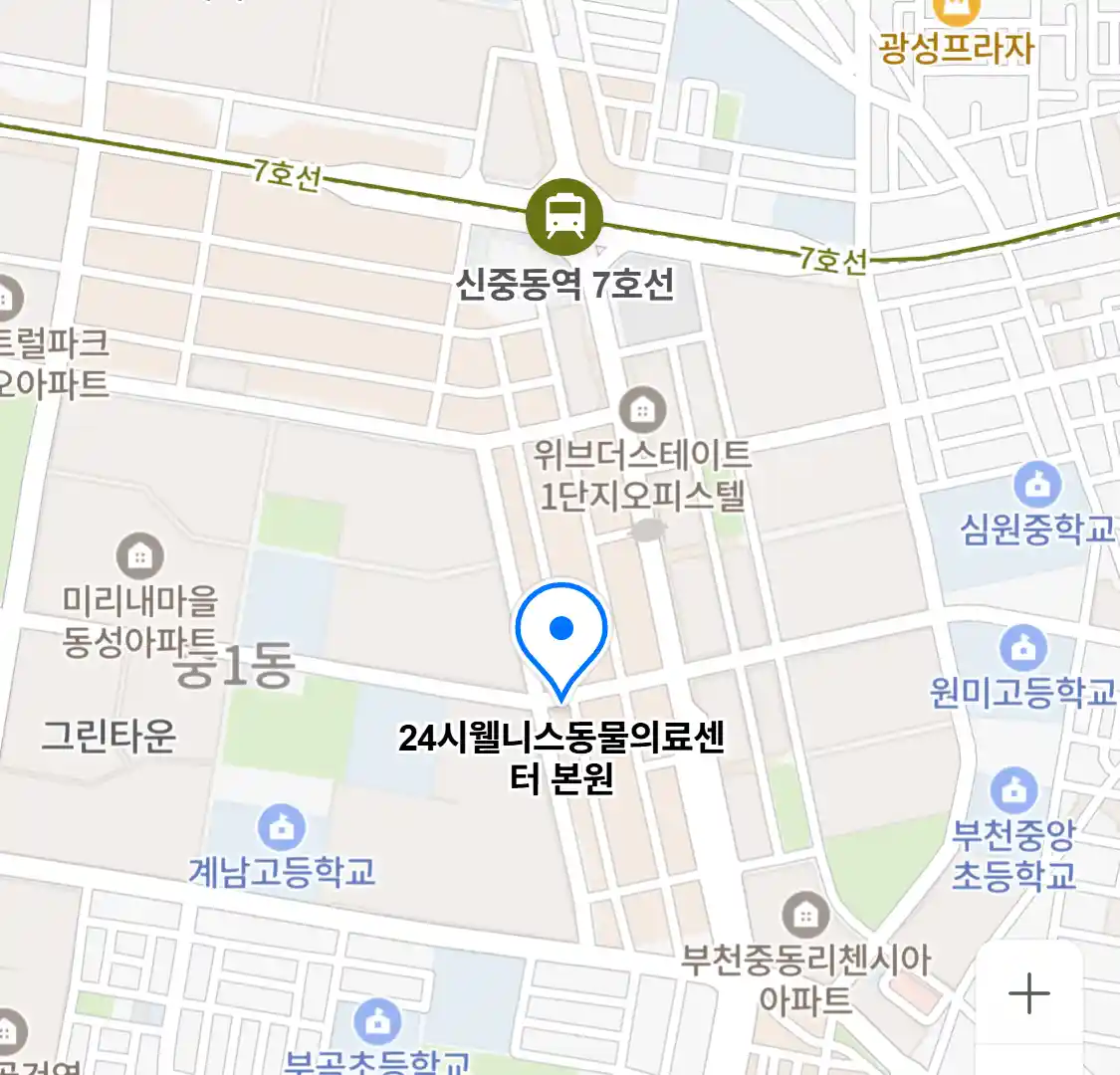 24시웰니스동물의료센터 본원 위치