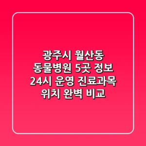 광주시 월산동 동물병원 5곳 정보 - 24시 운영, 진료과목, 위치 완벽 비교