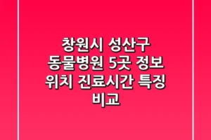창원시 성산구 동물병원 5곳 정보 – 위치, 진료시간, 특징 비교