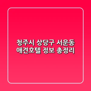 청주시 상당구 서운동 애견호텔 정보 총정리