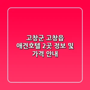 고창군 고창읍 애견호텔 2곳 정보 및 가격 안내