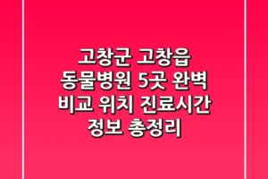 고창군 고창읍 동물병원 5곳 완벽 비교 – 위치, 진료시간, 정보 총정리