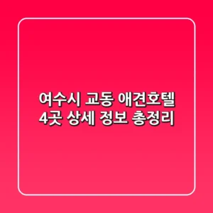 여수시 교동 애견호텔 4곳 상세 정보 총정리