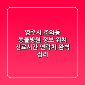 영주시 조와동 동물병원 정보: 위치, 진료시간, 연락처 완벽 정리
