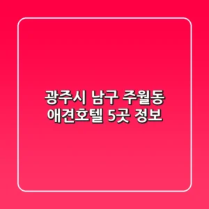 광주시 남구 주월동 애견호텔 5곳 정보