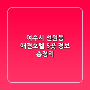여수시 선원동 애견호텔 5곳 정보 총정리