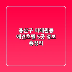 용산구 이태원동 애견호텔 5곳 정보 총정리
