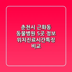 춘천시 근화동 동물병원 5곳 정보 - 위치/진료시간/특징 비교
