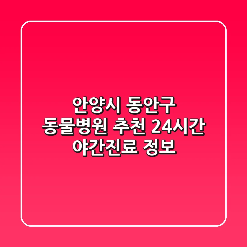 안양시 동안구 동물병원 추천 | 24시간, 야간진료 정보