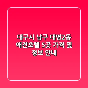 대구시 남구 대명2동 애견호텔 5곳 가격 및 정보 안내