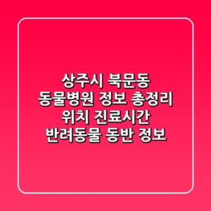 상주시 북문동 동물병원 정보 총정리 - 위치, 진료시간, 반려동물 동반 정보