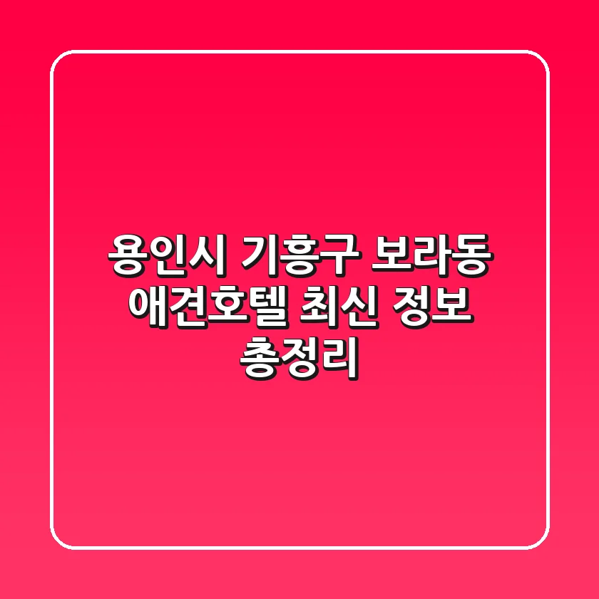 용인시 기흥구 보라동 애견호텔: 최신 정보 총정리