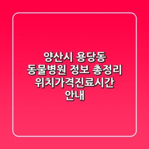 양산시 용당동 동물병원 정보 총정리 - 위치/가격/진료시간 안내