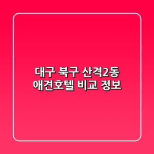 대구 북구 산격2동 애견호텔 비교 정보