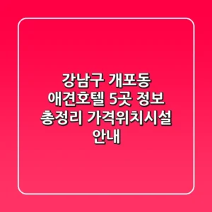 강남구 개포동 애견호텔 5곳 정보 총정리 - 가격/위치/시설 안내