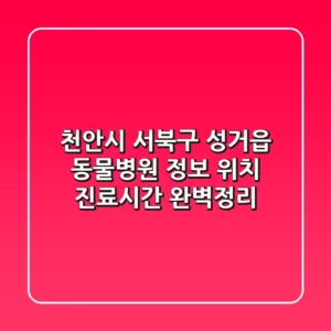 천안시 서북구 성거읍 동물병원 정보: 위치, 진료시간 완벽정리