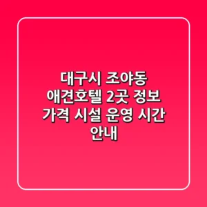 대구시 조야동 애견호텔 2곳 정보 - 가격, 시설, 운영 시간 안내