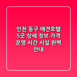 인천 동구 애견호텔 5곳 상세 정보: 가격, 운영 시간, 시설 완벽 안내