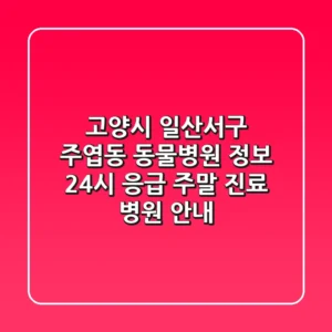 고양시 일산서구 주엽동 동물병원 정보 - 24시 응급, 주말 진료 병원 안내