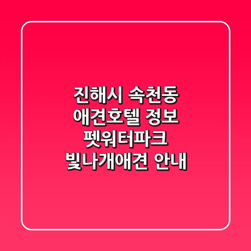 진해시 속천동 애견호텔 정보 - 펫워터파크, 빛나개애견 안내