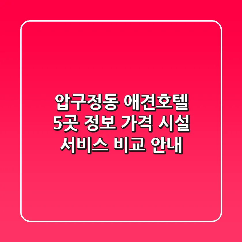 압구정동 애견호텔 5곳 정보 - 가격, 시설, 서비스 비교 안내