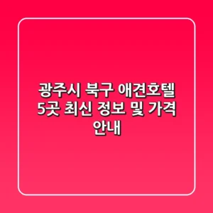 광주시 북구 애견호텔 5곳 최신 정보 및 가격 안내