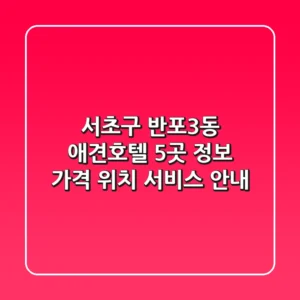 서초구 반포3동 애견호텔 5곳 정보 - 가격, 위치, 서비스 안내