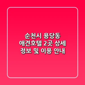 순천시 용당동 애견호텔 2곳 상세 정보 및 이용 안내