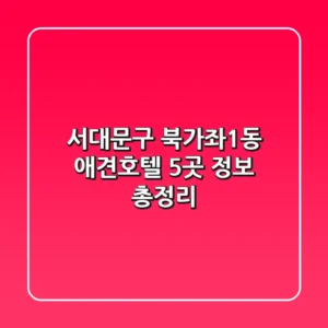 서대문구 북가좌1동 애견호텔 5곳 정보 총정리