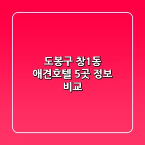 도봉구 창1동 애견호텔 5곳 정보 비교