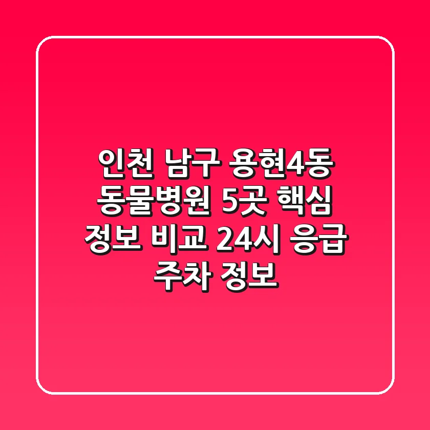 인천 남구 용현4동 동물병원 5곳 핵심 정보 비교 - 24시 응급, 주차 정보