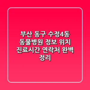 부산 동구 수정4동 동물병원 정보: 위치, 진료시간, 연락처 완벽 정리