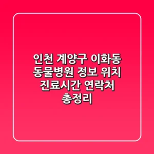인천 계양구 이화동 동물병원 정보 - 위치, 진료시간, 연락처 총정리