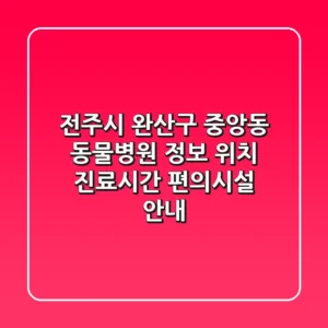 전주시 완산구 중앙동 동물병원 정보 - 위치, 진료시간, 편의시설 안내