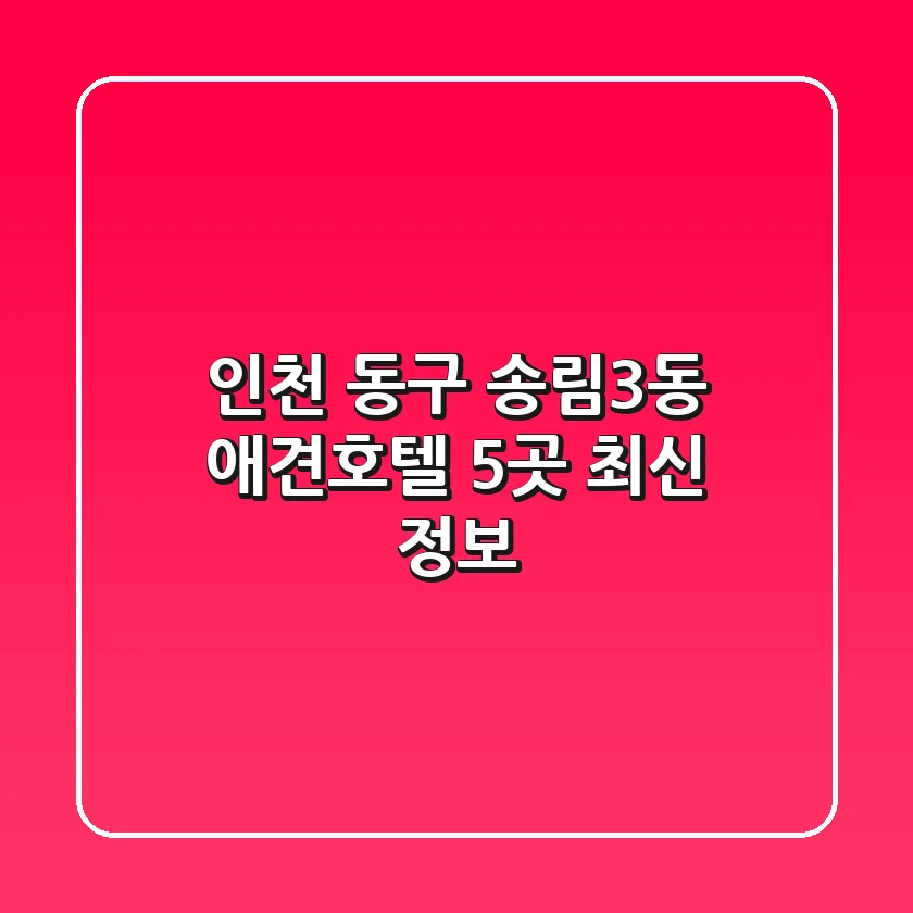 인천 동구 송림3동 애견호텔 5곳 최신 정보