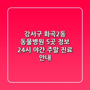 강서구 화곡2동 동물병원 5곳 정보: 24시, 야간, 주말 진료 안내