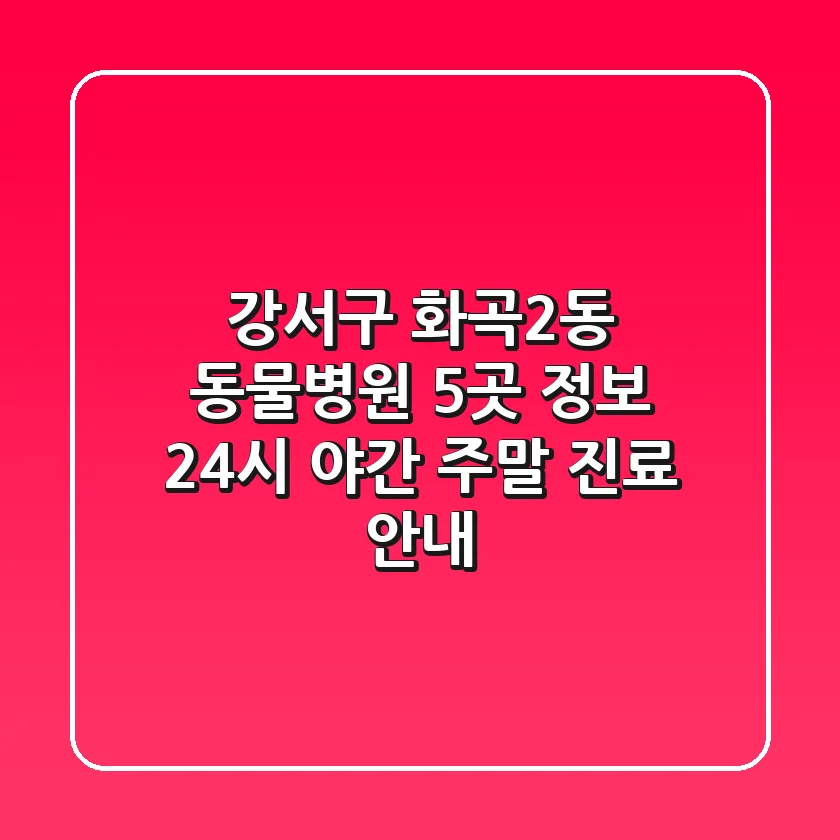 강서구 화곡2동 동물병원 5곳 정보: 24시, 야간, 주말 진료 안내
