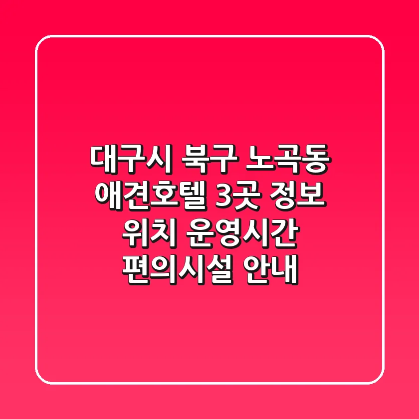대구시 북구 노곡동 애견호텔 3곳 정보 - 위치, 운영시간, 편의시설 안내