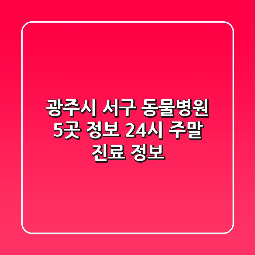 광주시 서구 동물병원 5곳 정보 - 24시, 주말 진료 정보