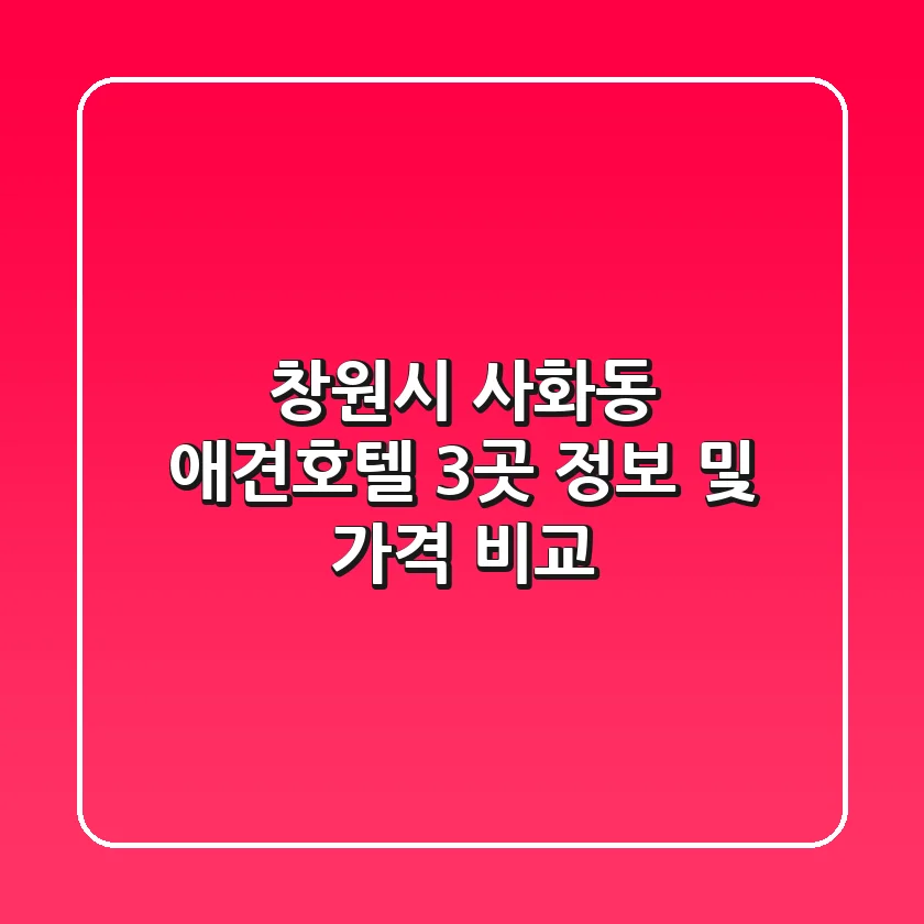 창원시 사화동 애견호텔 3곳 정보 및 가격 비교