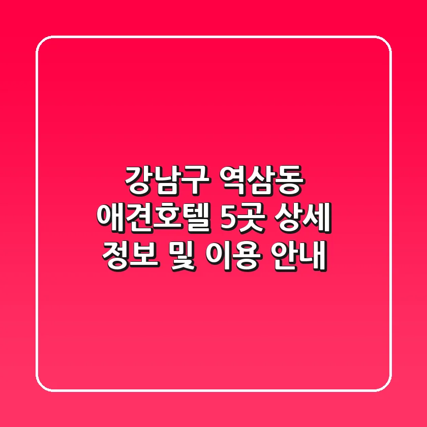 강남구 역삼동 애견호텔 5곳 상세 정보 및 이용 안내