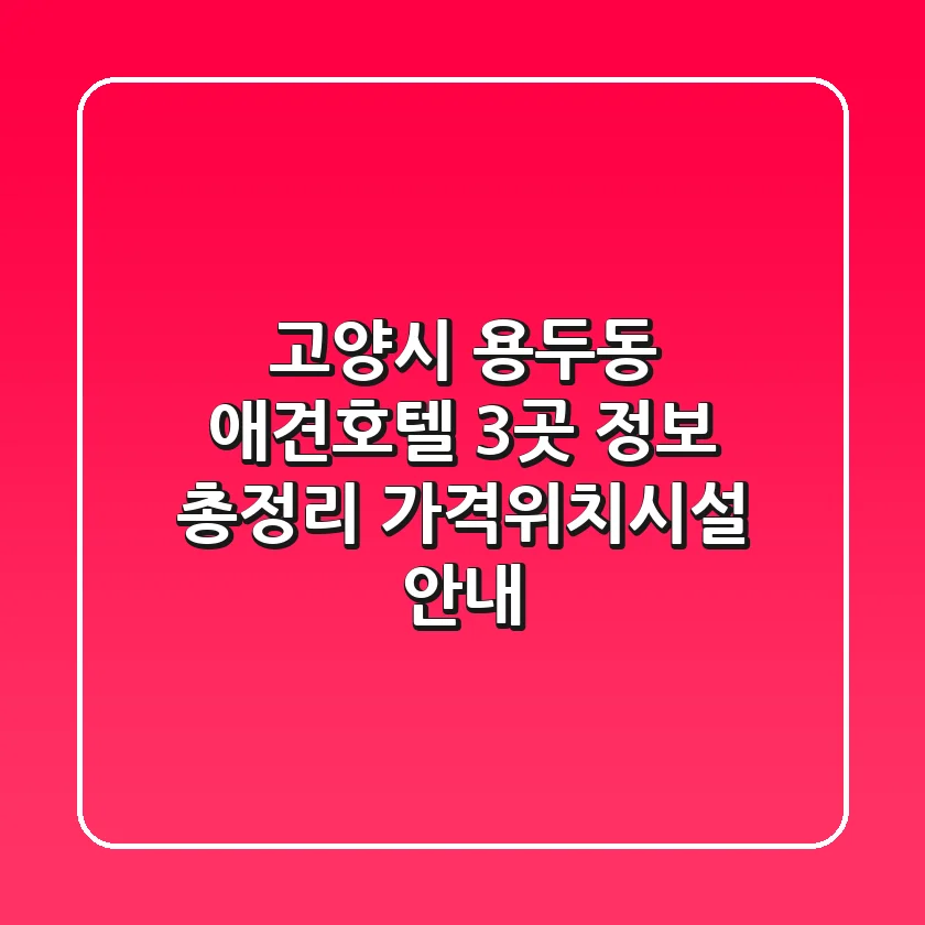 고양시 용두동 애견호텔 3곳 정보 총정리 - 가격/위치/시설 안내