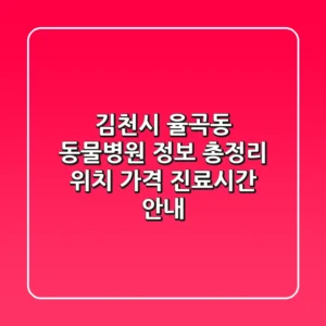 김천시 율곡동 동물병원 정보 총정리 - 위치, 가격, 진료시간 안내