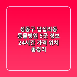 성동구 답십리동 동물병원 5곳 정보 - 24시간, 가격, 위치 총정리