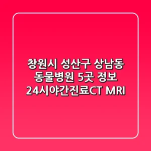 창원시 성산구 상남동 동물병원 5곳 정보 - 24시/야간진료/CT MRI