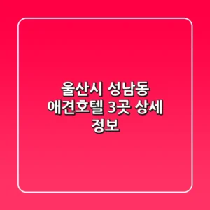 울산시 성남동 애견호텔 3곳 상세 정보