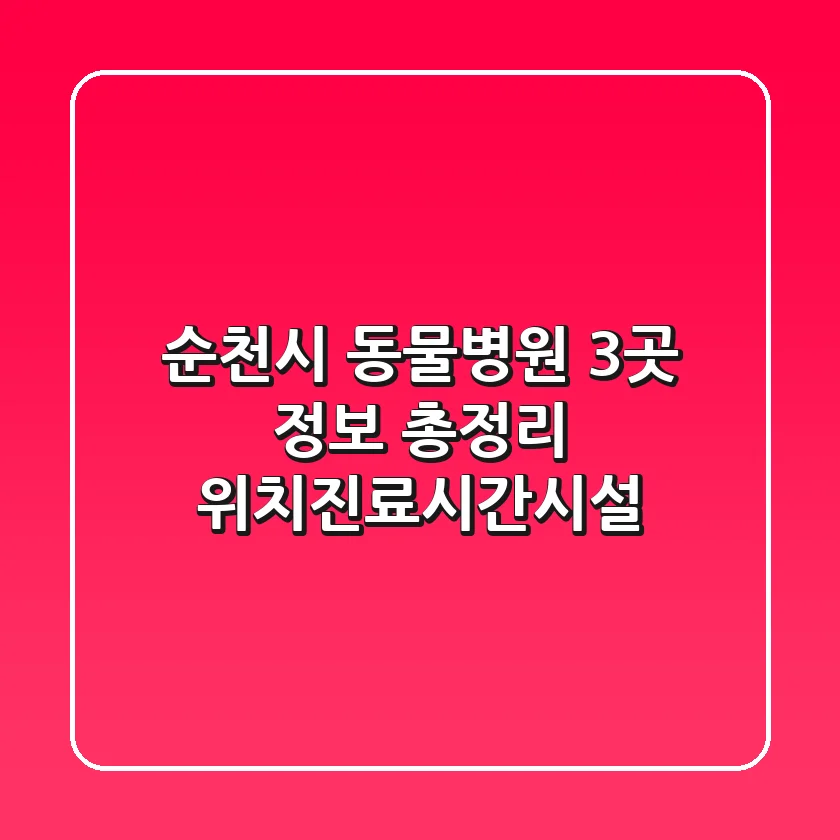순천시 동물병원 3곳 정보 총정리 - 위치/진료시간/시설