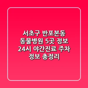 서초구 반포본동 동물병원 5곳 정보 - 24시, 야간진료, 주차 정보 총정리